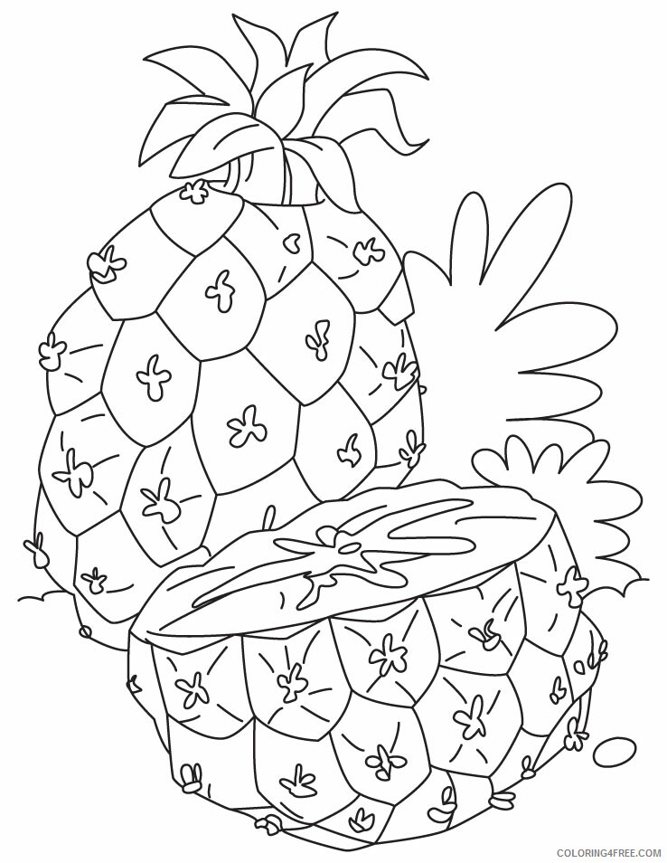 Pineapple Coloring Pages Fruits Food Free Pineapple Printable 2021 343 Coloring4free