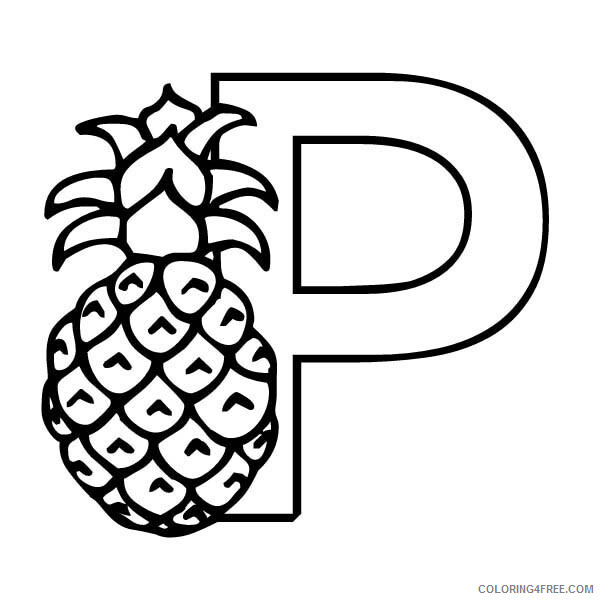 Pineapple Coloring Pages Fruits Food Letter P is for Pineapple Printable 2021 344 Coloring4free