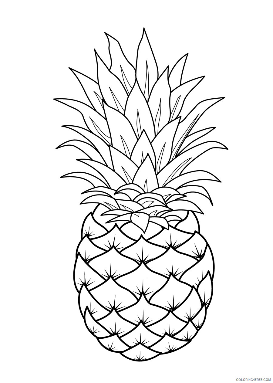 Pineapple Coloring Pages Fruits Food Printable Fruit Pineapple Printable 2021 Coloring4free