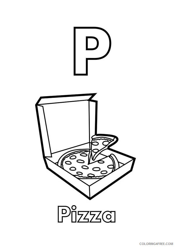 Pizza Coloring Pages Food Letter P is for Pizza Printable 2021 115 Coloring4free