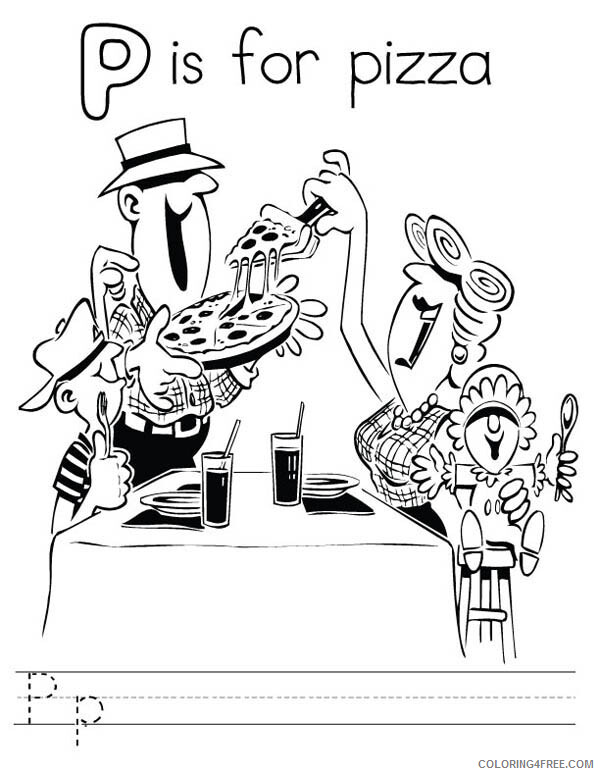 Pizza Coloring Pages Food Pizza for Letter P Printable 2021 129 Coloring4free