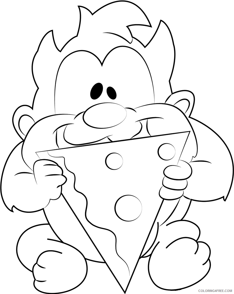 Pizza Coloring Pages Food baby taz eating pizza a4 Printable 2021 111 Coloring4free