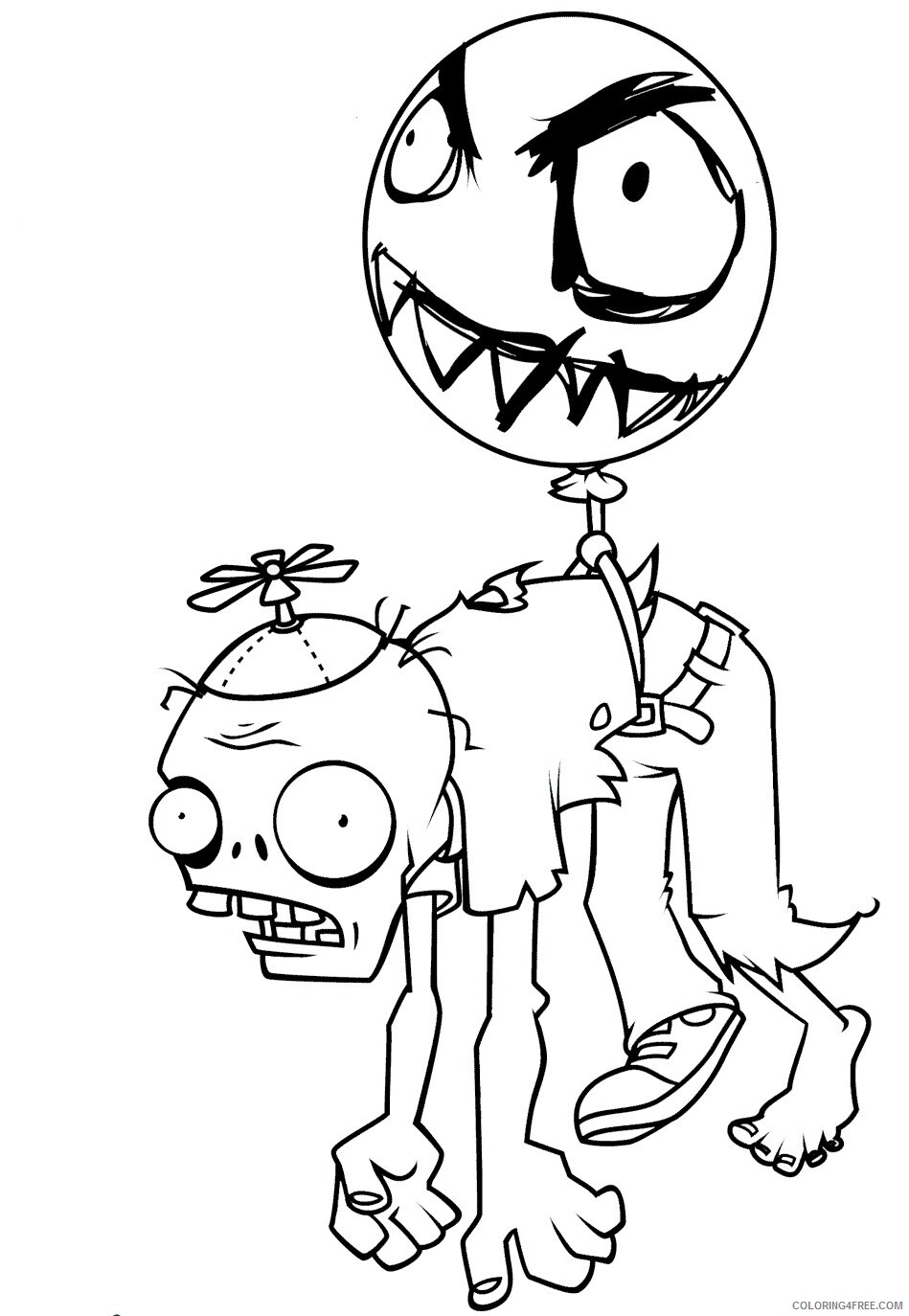 Plants vs Zombies Coloring Pages Games balloon zombie Printable 2021 0809 Coloring4free