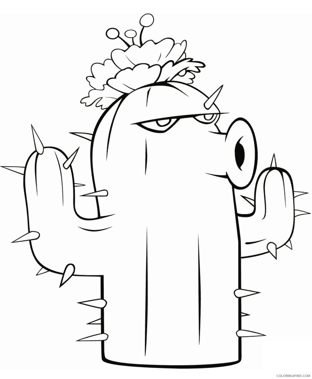 Plants vs Zombies Coloring Pages Games cactus Printable 2021 0812 Coloring4free