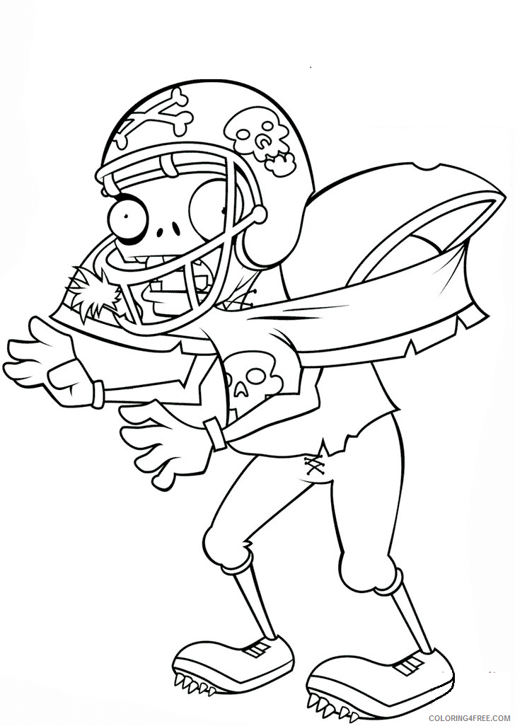Plants vs Zombies Coloring Pages Games football zombie Printable 2021 0810 Coloring4free