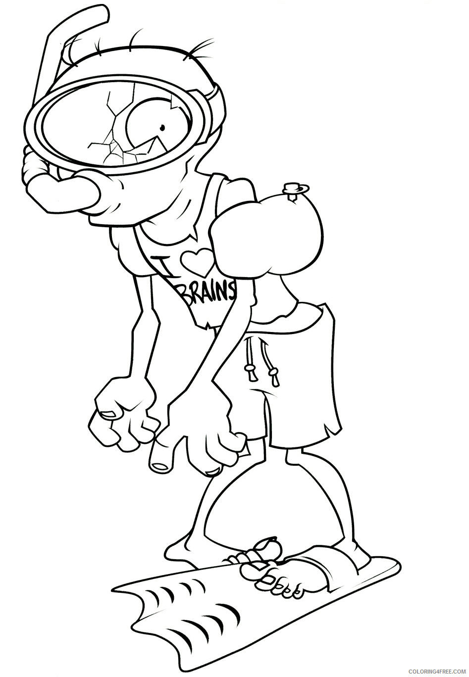 Plants vs Zombies Coloring Pages Games scuba zombie Printable 2021 0808 Coloring4free