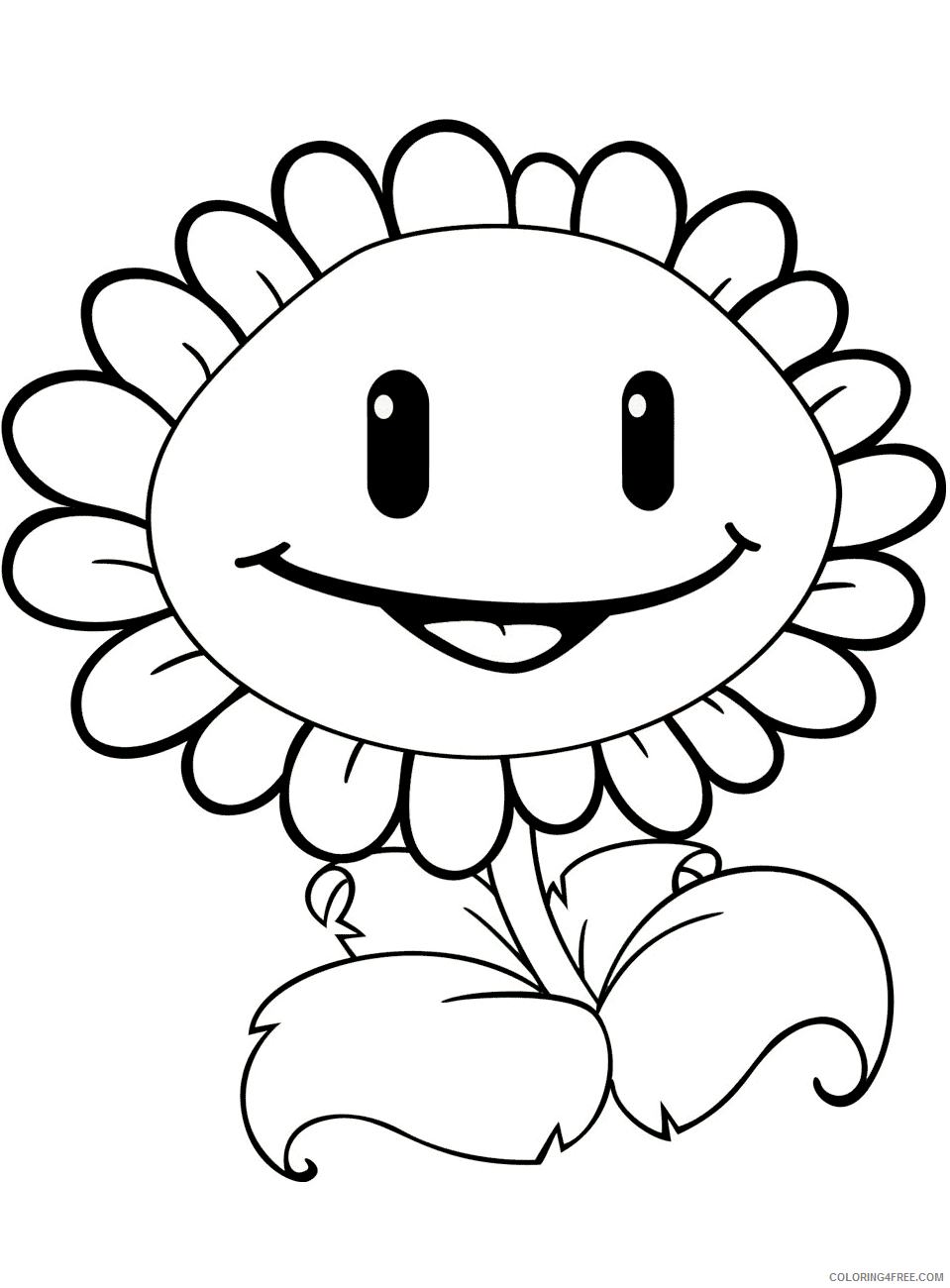 Plants vs Zombies Coloring Pages Games sunflower Printable 2021 0811 Coloring4free