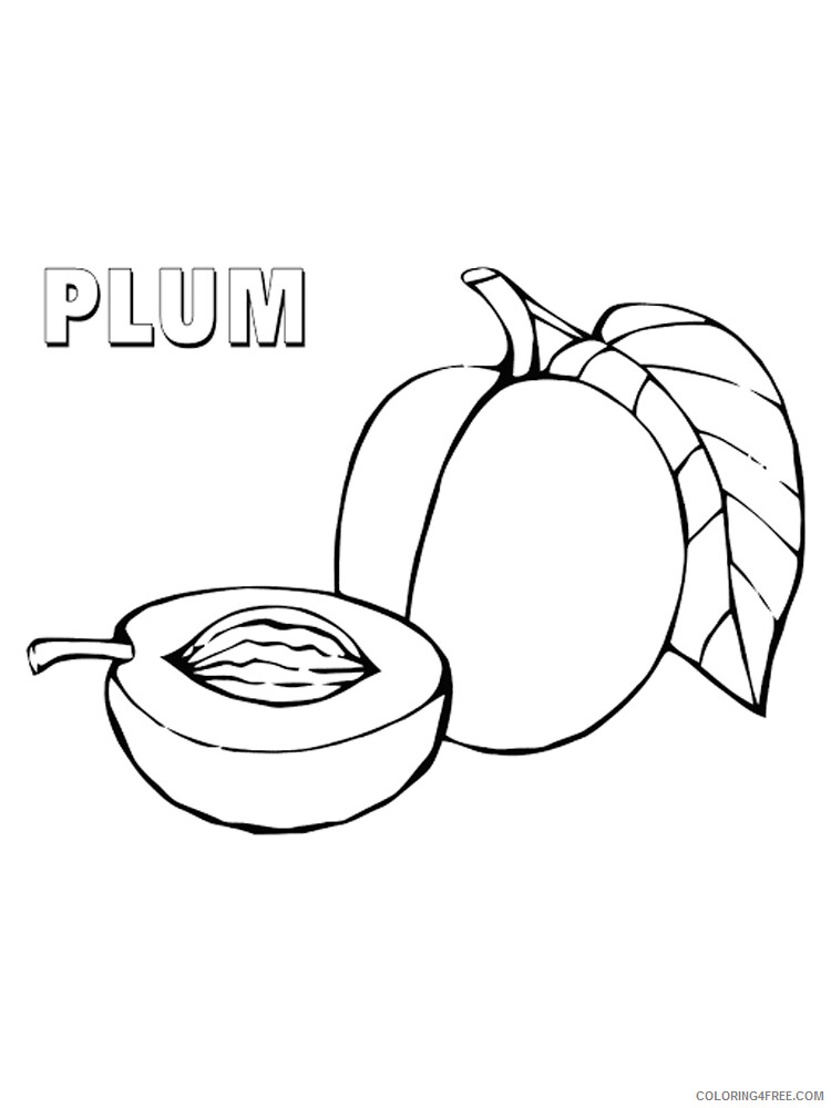 Plum Coloring Pages Fruits Food plum 10 Printable 2021 367 Coloring4free