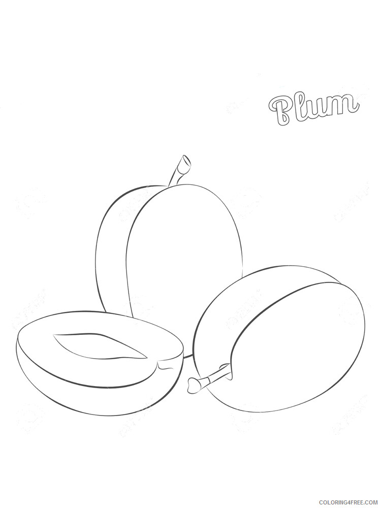 Plum Coloring Pages Fruits Food plum 3 Printable 2021 369 Coloring4free