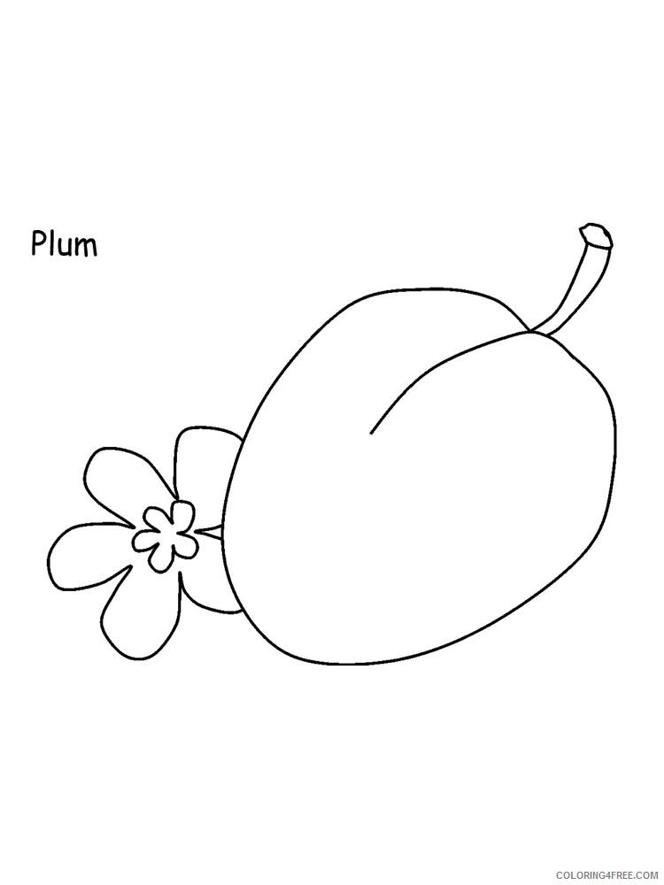 Plum Coloring Pages Fruits Food plum 9 Printable 2021 373 Coloring4free