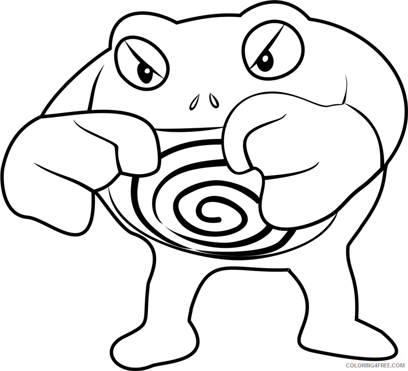 Pokemon Go Coloring Pages Games poliwrath pokemon go a4 Printable 2021 0921 Coloring4free