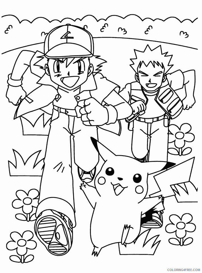 Pokemon Printable Coloring Pages Anime Ash and Brock Pokemon 2021 007 Coloring4free