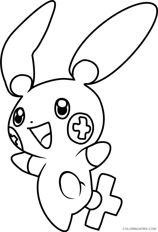 Pokemon Printable Coloring Pages Anime cute plusle pokemon a4 2021 015 Coloring4free