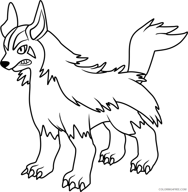 Pokemon Printable Coloring Pages Anime mightyena pokemon a4 2021 062 Coloring4free