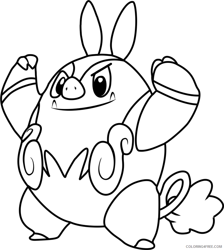 Pokemon Printable Coloring Pages Anime pignite pokemon smiling a4 2021 068 Coloring4free