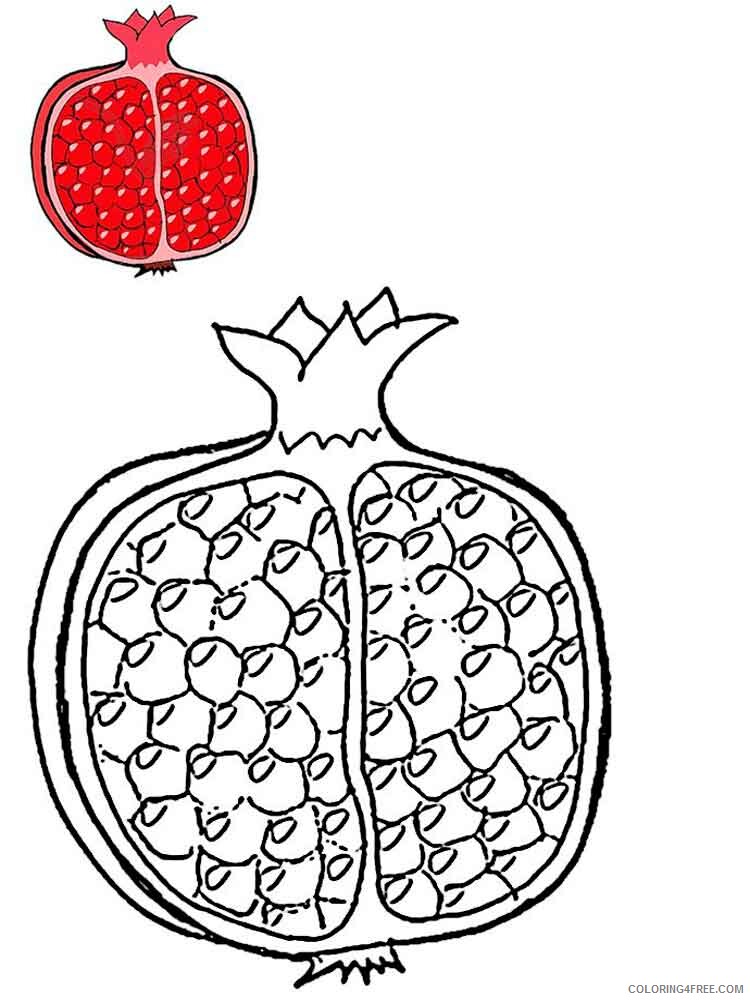Pomegranate Coloring Pages Fruits Food Pomegranate fruits 3 Printable 2021 378 Coloring4free