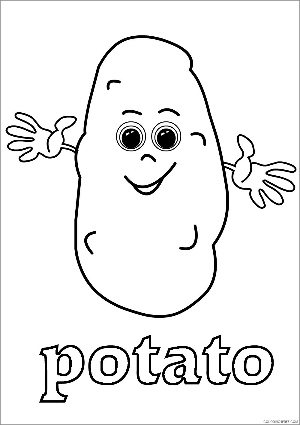 Potato Coloring Pages Vegetables Food cartoon potatoes for kids Printable 2021 Coloring4free