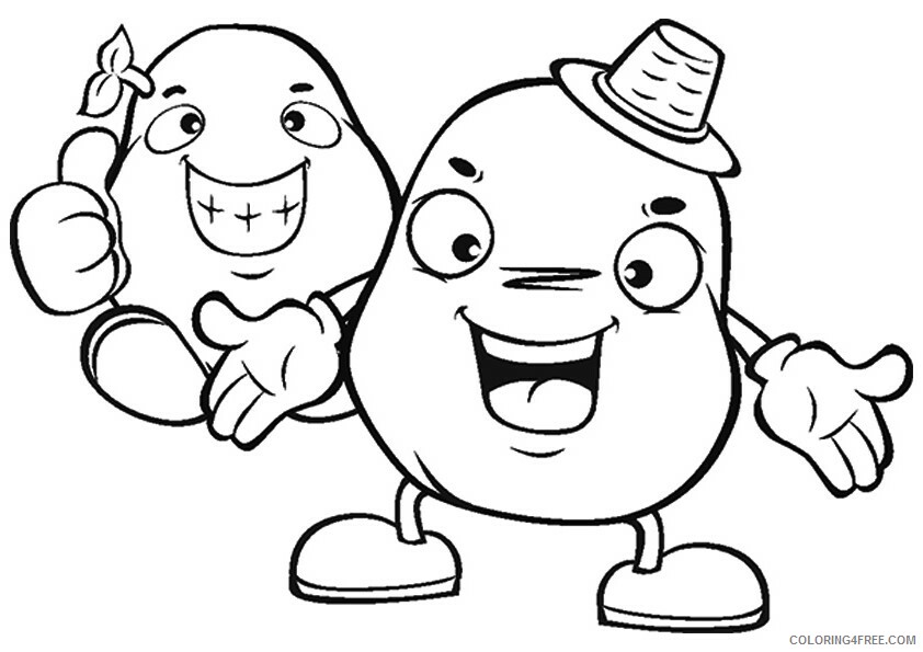 Potato Coloring Pages Vegetables Food happy potatoes a4 Printable 2021 646 Coloring4free