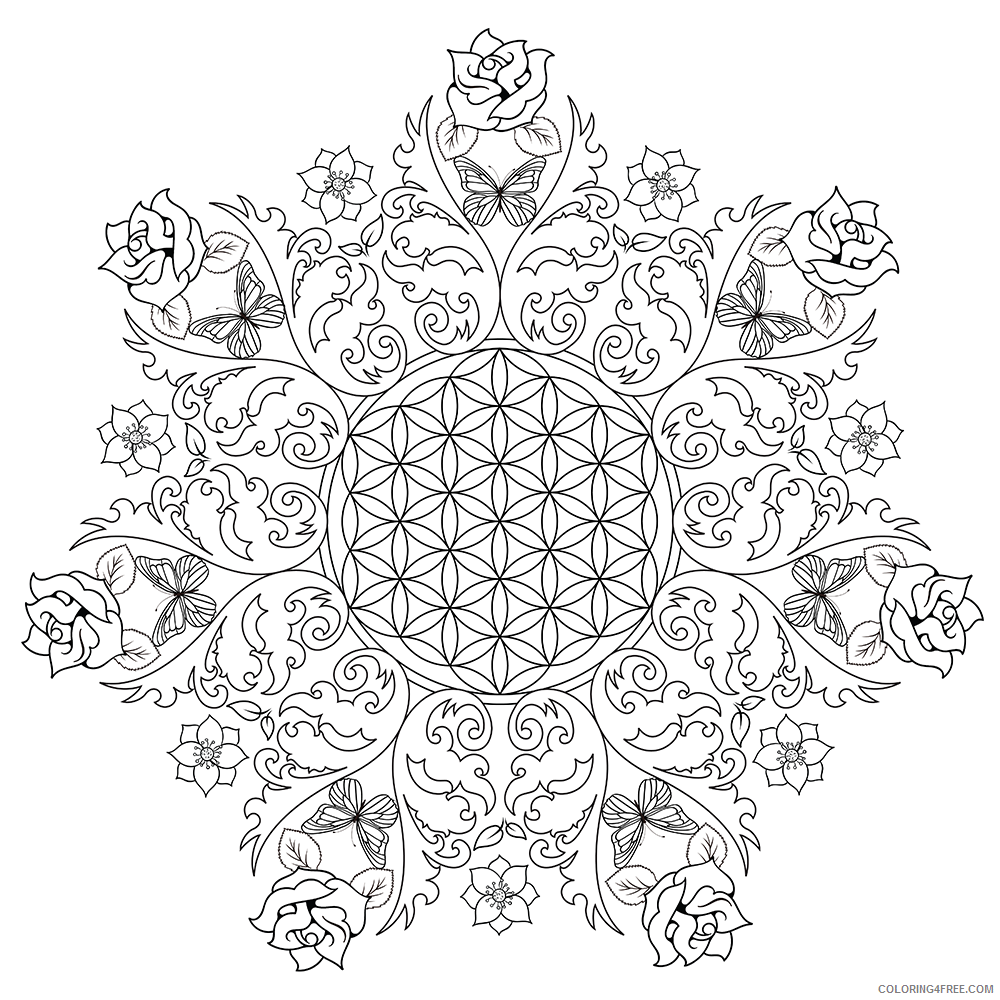 Printable Flower Coloring Pages Flowers Nature Complex Flower Printable 2021 Coloring4free