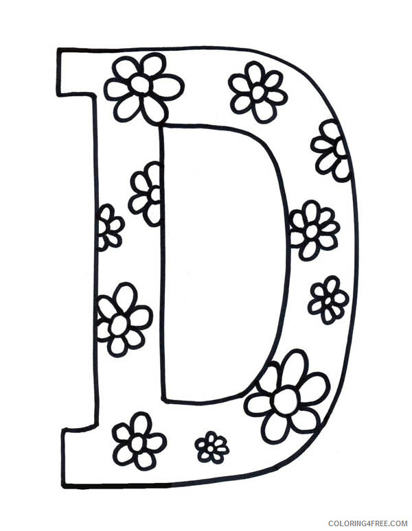 Printable Flower Coloring Pages Flowers Nature Flowered Letter D Printable 2021 Coloring4free