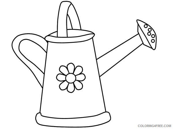 Printable Flower Coloring Pages Flowers Nature Flowered Watering Can 2021 Coloring4free