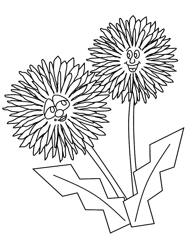 Printable Flower Coloring Pages Flowers Nature dandelion cartoon Printable 2021 Coloring4free