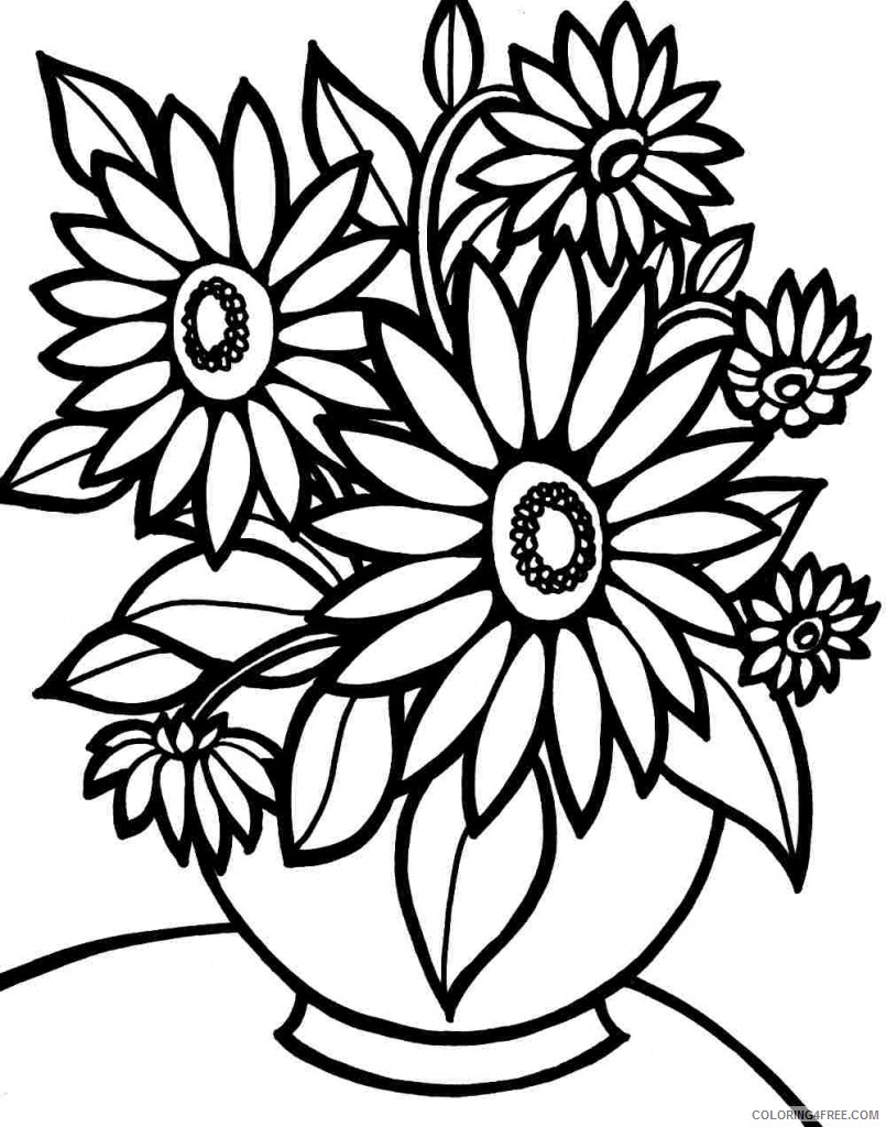 Printable Flower Coloring Pages Flowers Nature easy flower to print kids 2021 Coloring4free