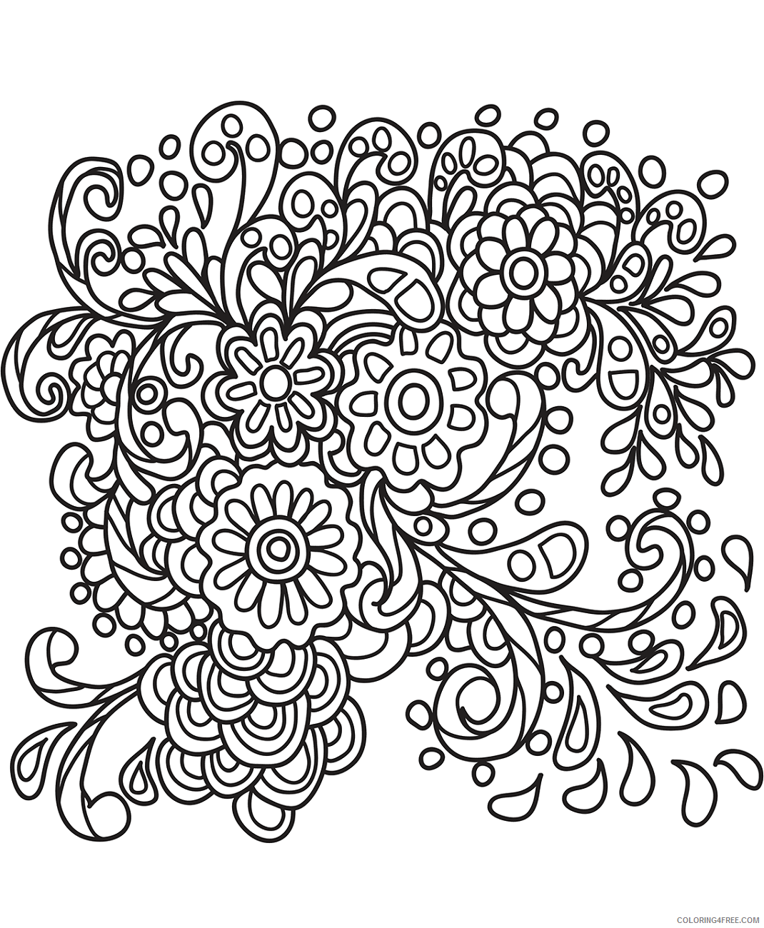 Printable Flower Coloring Pages Flowers Nature flowers doodle art Printable 2021 Coloring4free