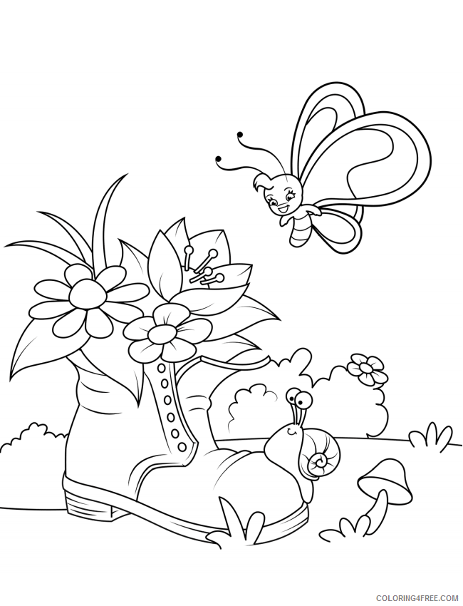 Printable Flower Coloring Pages Flowers Nature flowers in old shoe Printable 2021 Coloring4free