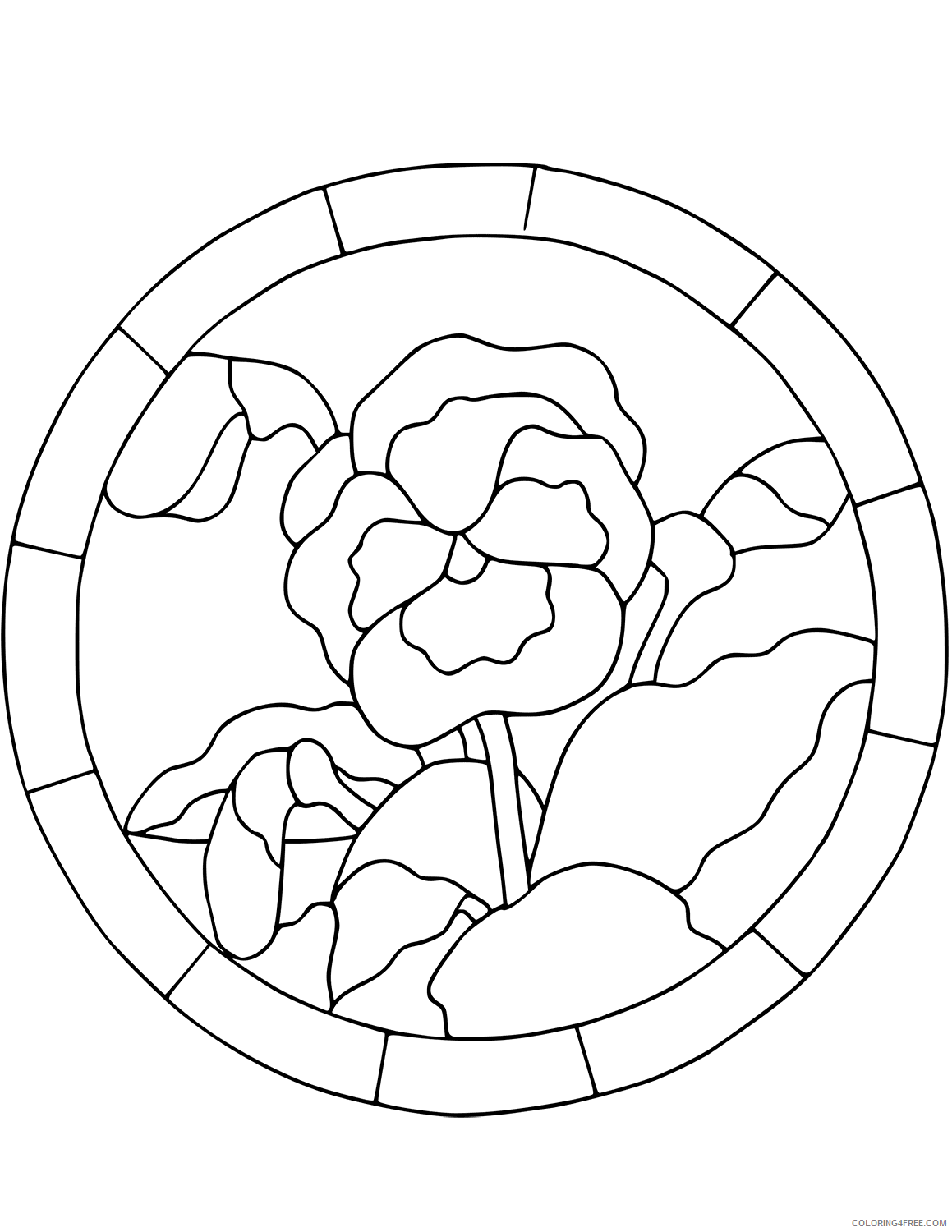 Printable Flower Coloring Pages Flowers Nature stained glass pansy flower 2021 Coloring4free