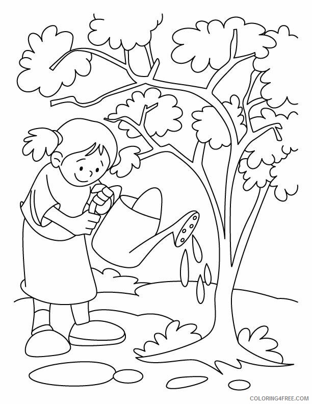 Printable Tree Coloring Pages Tree Nature Arbor Day Watering Trees Printable 2021 620 Coloring4free