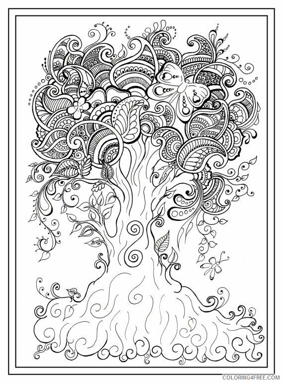 Printable Tree Coloring Pages Tree Nature Printable Mindfulness Tree 2021 Coloring4free