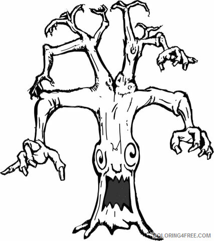 Printable Tree Coloring Pages Tree Nature haunted tree Printable 2021 616 Coloring4free