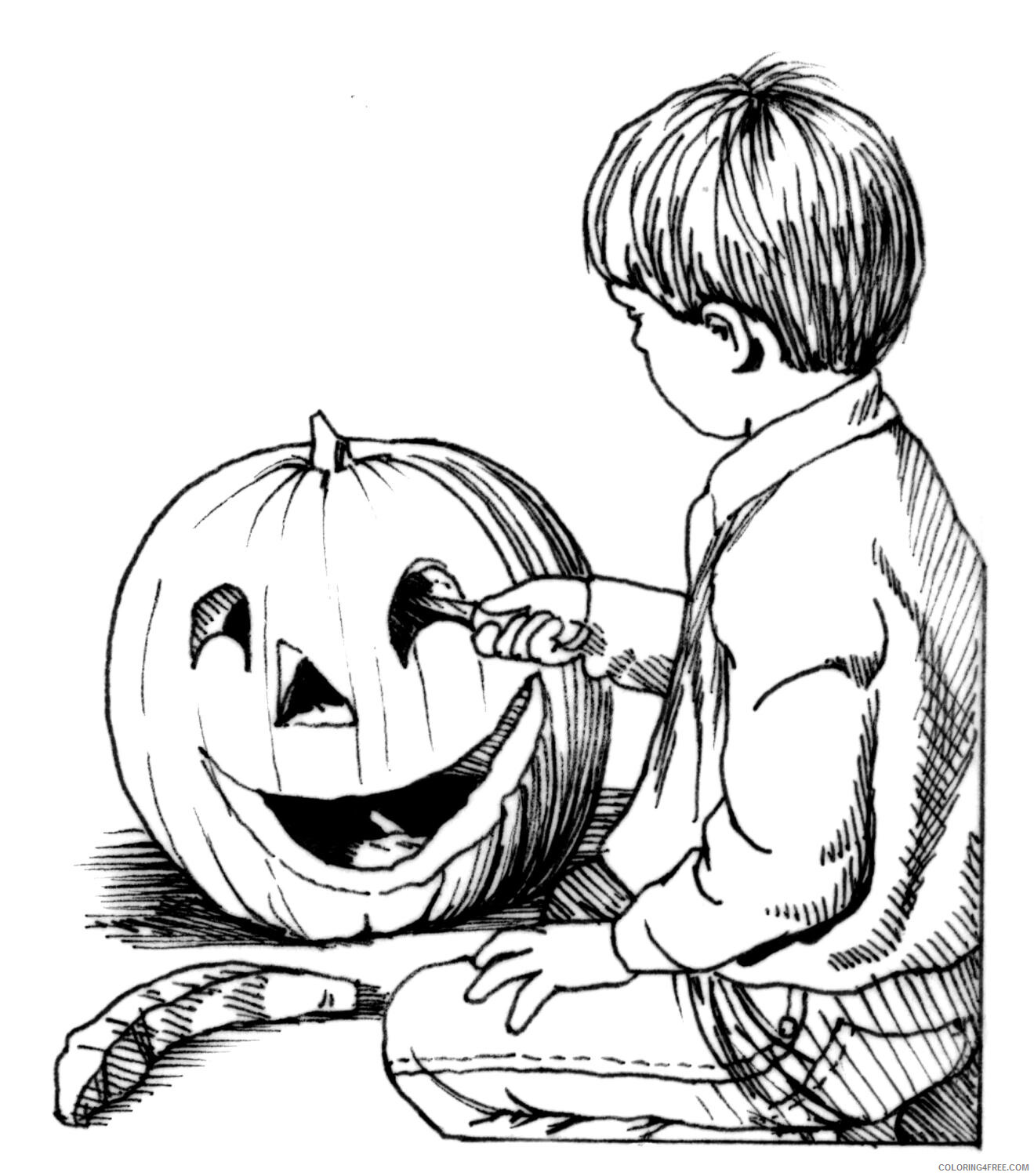 Pumpkin Coloring Pages Vegetables Food Carving Pumpkin for Halloween 2021 Coloring4free