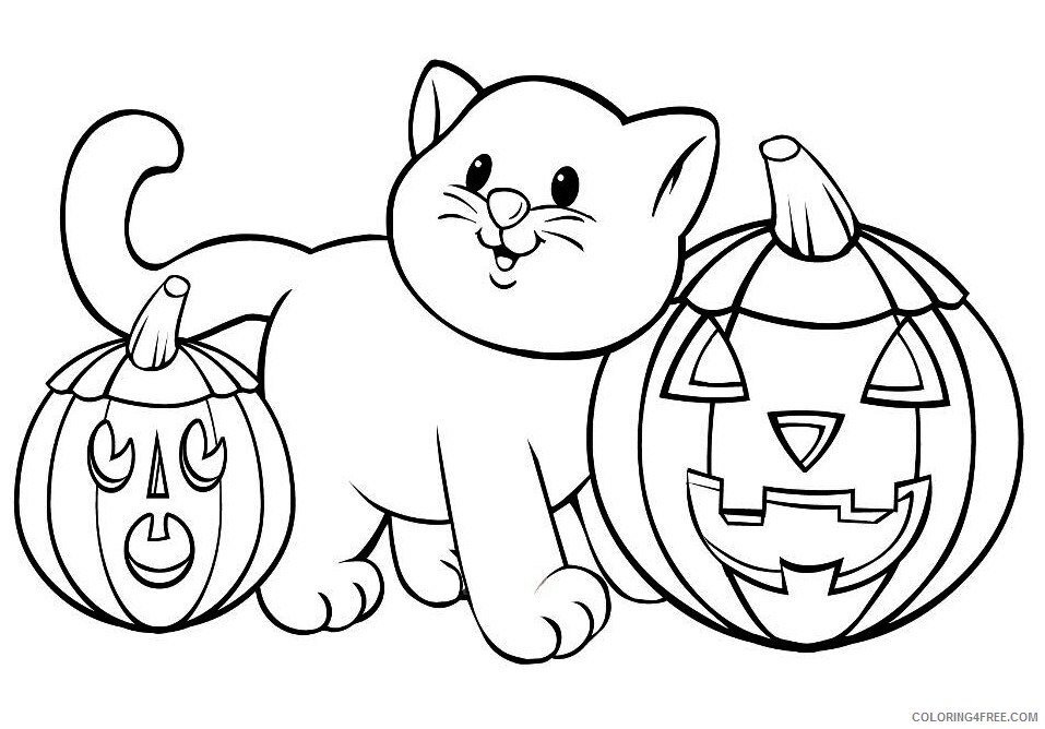 Pumpkin Coloring Pages Vegetables Food Cat Halloween Pumpkins Printable 2021 Coloring4free