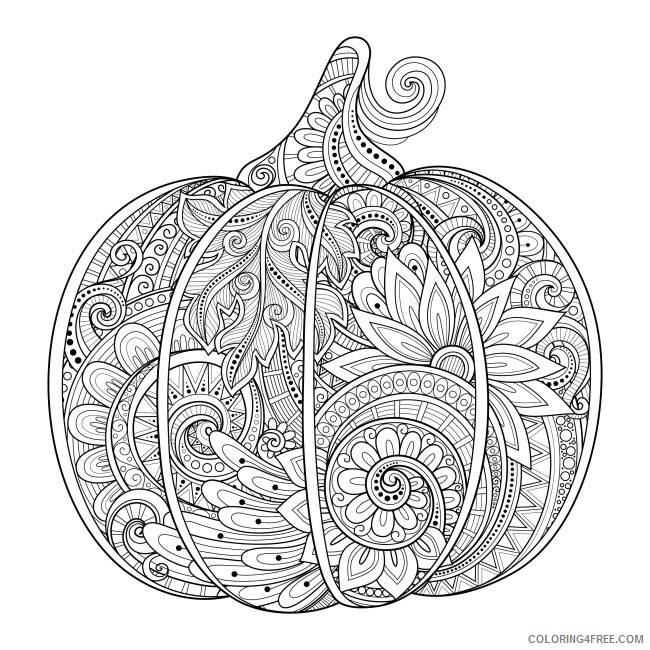 Pumpkin Coloring Pages Vegetables Food Fall for Adults Advanced Printable 2021 Coloring4free