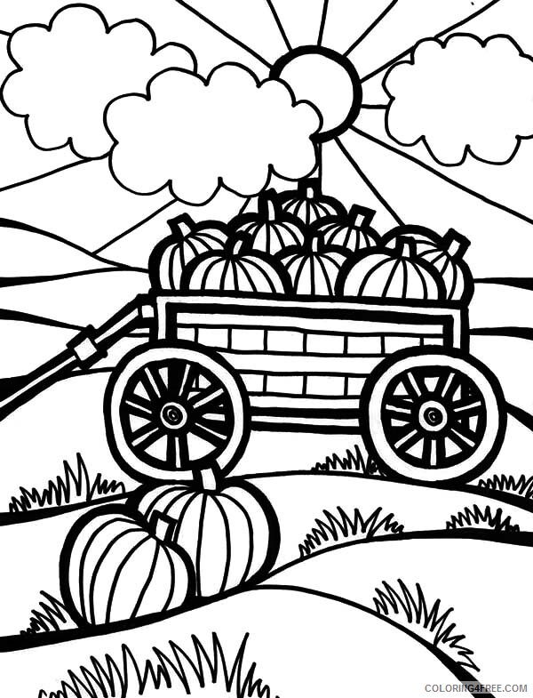 Pumpkin Coloring Pages Vegetables Food Harvests Pumpkins on Carriage 2021 697 Coloring4free
