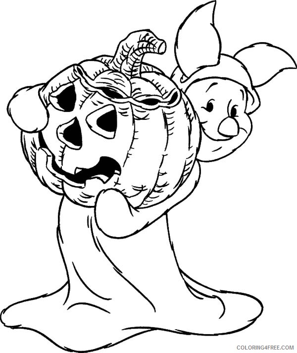 Pumpkin Coloring Pages Vegetables Food Piglet Holding Halloween Day Print 2021 Coloring4free