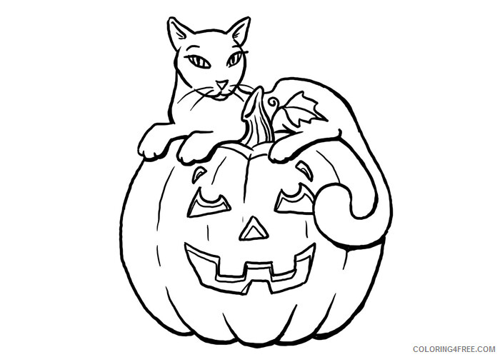 Pumpkin Coloring Pages Vegetables Food Pumpkin and cat Printable 2021 705 Coloring4free