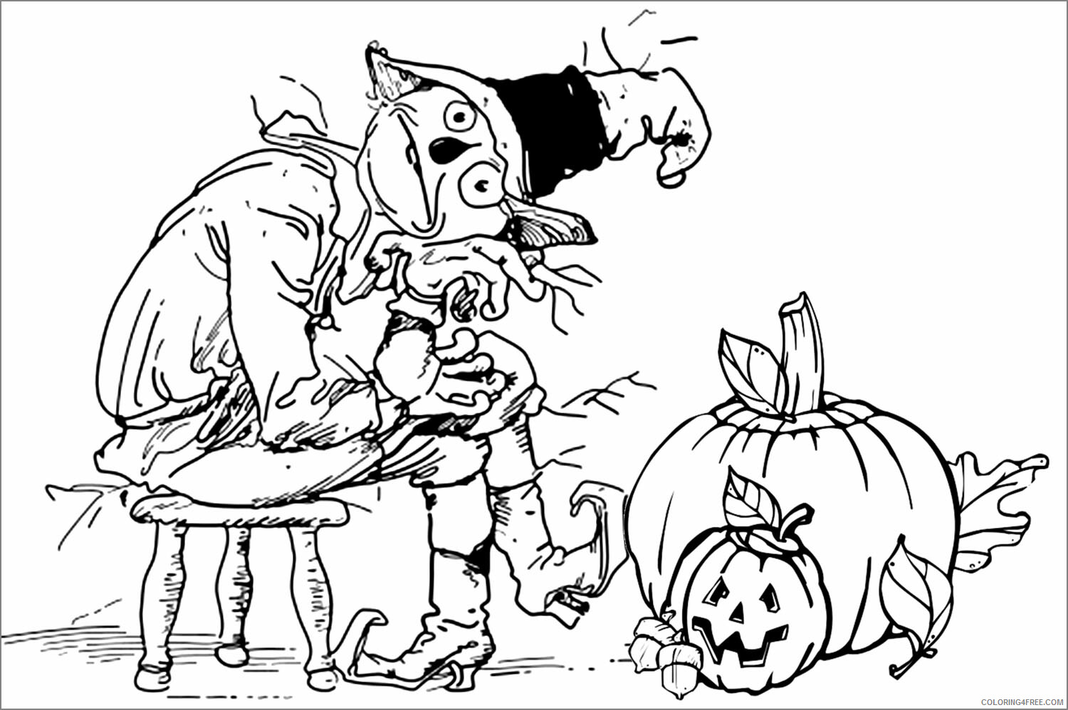 Pumpkin Coloring Pages Vegetables Food Scare Crow Halloween Pumpkin Sheets 2021 Coloring4free