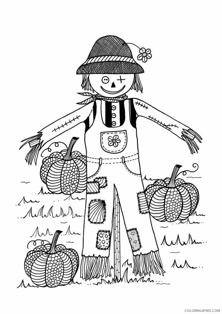 Pumpkin Coloring Pages Vegetables Food Scarecrow and Pumpkin Printable 2021 Coloring4free