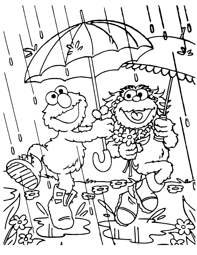 Rain Coloring Pages Nature Elmo in the Rain Printable 2021 447 Coloring4free