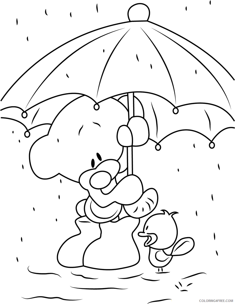 Rain Coloring Pages Nature pimboli in the rain a4 Printable 2021 443 Coloring4free