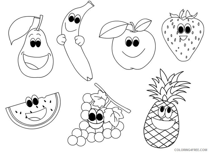 Random fruit Coloring Pages Fruits Food Happy Fruit Printable 2021 395 Coloring4free