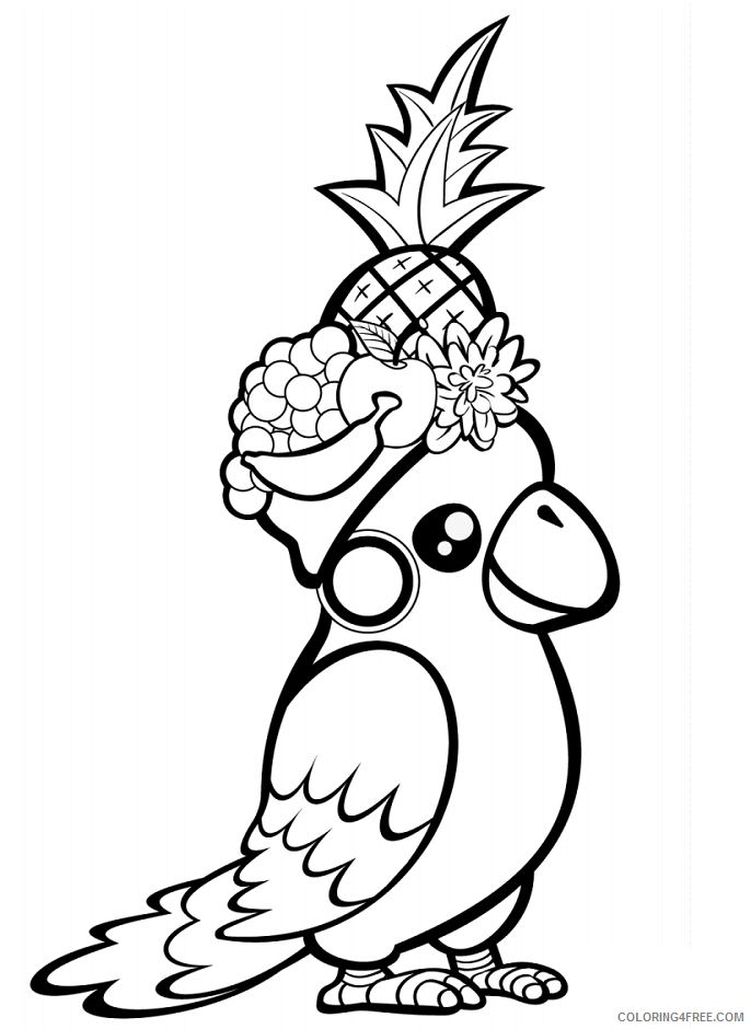 Random fruit Coloring Pages Fruits Food parrot and fruits a4 Printable 2021 390 Coloring4free