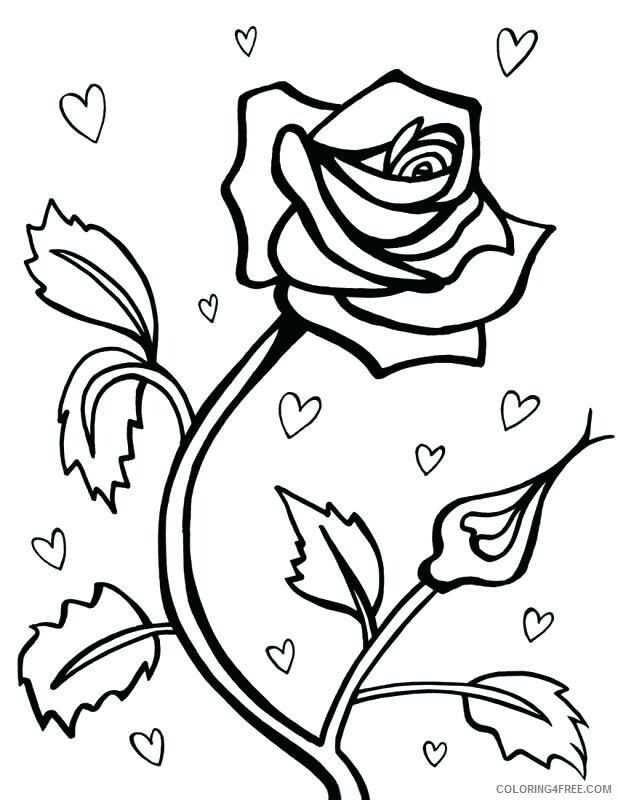 Rose Coloring Pages Flowers Nature Free Rose Printable 2021 438 Coloring4free