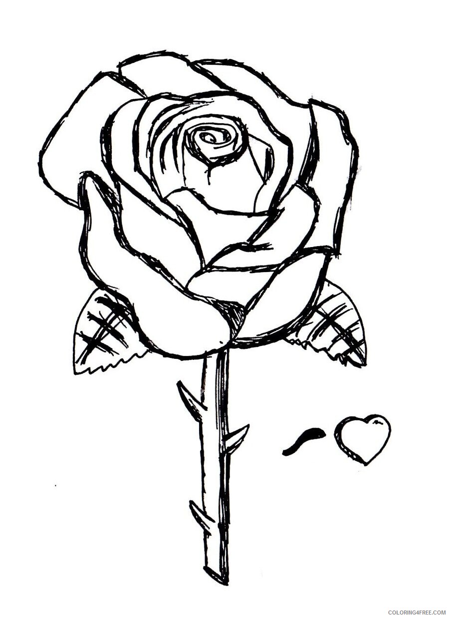 Rose Coloring Pages Flowers Nature Free Rose Printable 2021 440 Coloring4free