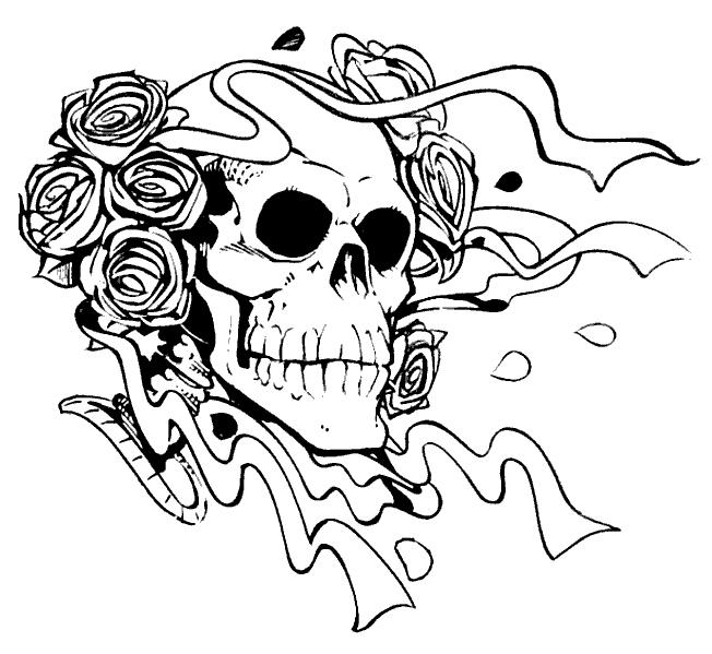 Rose Coloring Pages Flowers Nature Skull and Roses Scary Printable 2021 469 Coloring4free