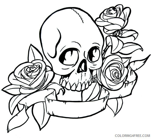 Rose Coloring Pages Flowers Nature Skull and Roses Sheets Printable 2021 468 Coloring4free