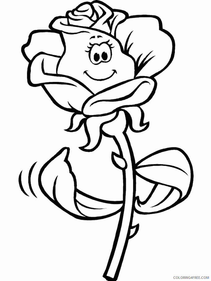 Rose Coloring Pages Flowers Nature cartoon rose Printable 2021 428 Coloring4free